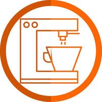 Coffee Machine Line Orange Circle Icon vector