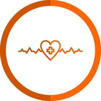 Heartbeat Line Orange Circle Icon vector