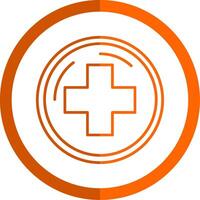 Hospital Sign Line Orange Circle Icon vector