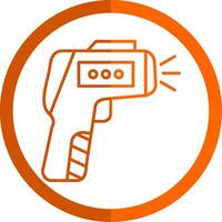 termómetro pistola línea naranja circulo icono vector