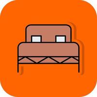 Double Bed Filled Orange background Icon vector