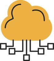 Cloud Server Skined Filled Icon vector