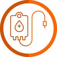 Blood Bag Line Orange Circle Icon vector