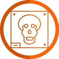 Skull X - ray Line Orange Circle Icon vector