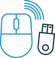 Wireless Mouse Line Blue Two Color Icon vector