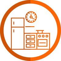 Kitchen Line Orange Circle Icon vector