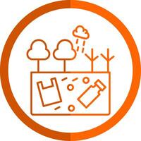 Land Pollution Line Orange Circle Icon vector