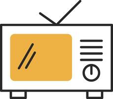 Television Skined Filled Icon vector