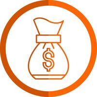 Money bag Line Orange Circle Icon vector