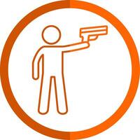 Policeman Holding Gun Line Orange Circle Icon vector