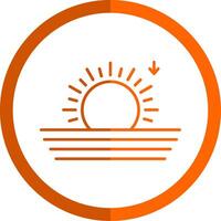 puesta de sol línea naranja circulo icono vector