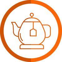 Teapot Line Orange Circle Icon vector