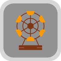 Ferris Wheel Flat Round Corner Icon vector