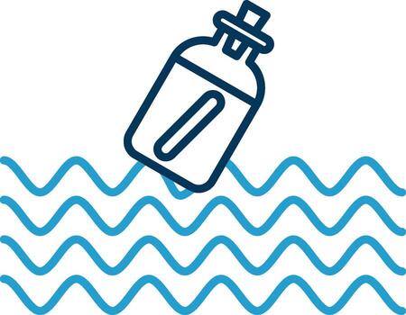 Message In A Bottle Line Blue Two Color Icon vector