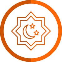 Islamic Star Line Orange Circle Icon vector