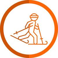 esquí línea naranja circulo icono vector