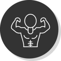 Muscle Man Line Grey Circle Icon vector