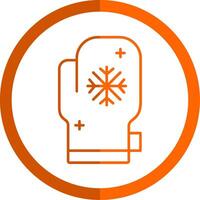 Mitten Line Orange Circle Icon vector