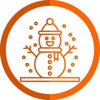 Snowman Line Orange Circle Icon vector