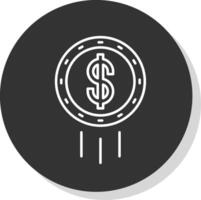Dollar Coin Line Grey Circle Icon vector