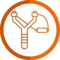Slingshot Line Orange Circle Icon vector