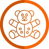 Bear Line Orange Circle Icon vector