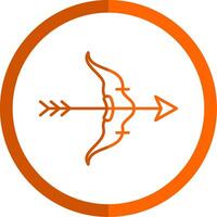 arco y flecha línea naranja circulo icono vector