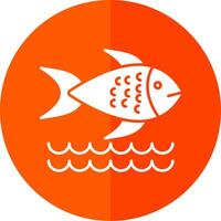 pescado glifo rojo circulo icono vector