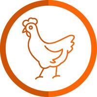 Chicken Line Orange Circle Icon vector