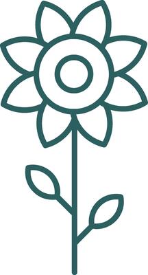 Sunflower Line Gradient Round Corner Icon