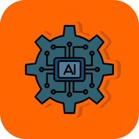 Artificial Intelligence Filled Orange background Icon vector
