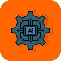 Artificial Intelligence Filled Orange background Icon vector