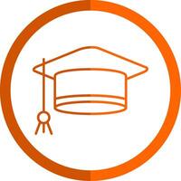 Mortarboard Line Orange Circle Icon vector