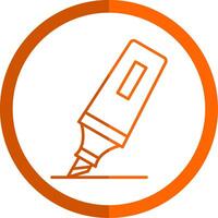 Highlighter Line Orange Circle Icon vector