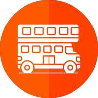 Double Bus Glyph Red Circle Icon vector