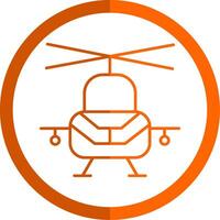 militar helicóptero línea naranja circulo icono vector