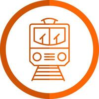 tren línea naranja circulo icono vector