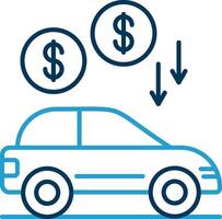 Car Loan Line Blue Two Color Icon vector