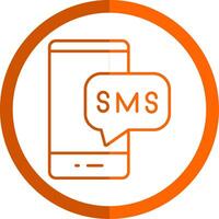 SMS línea naranja circulo icono vector