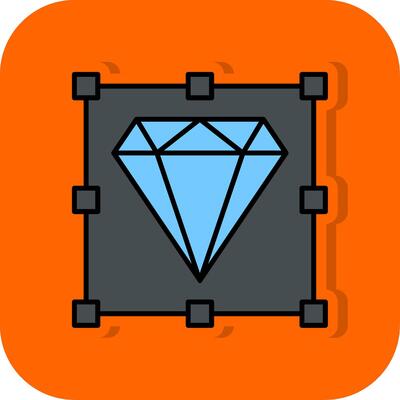 Diamond Filled Orange background Icon