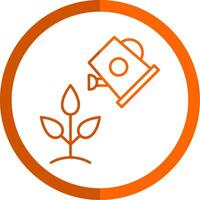 Watering Plants Line Orange Circle Icon vector