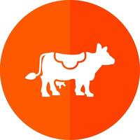 Cow Glyph Red Circle Icon vector