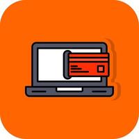 crédito tarjeta pago lleno naranja antecedentes icono vector