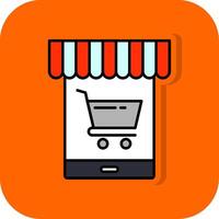 Online Store Filled Orange background Icon vector