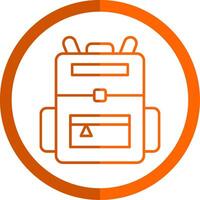 Backpack Line Orange Circle Icon vector