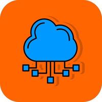 nube servidor lleno naranja antecedentes icono vector