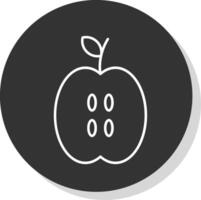 manzana línea gris circulo icono vector