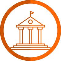 Government Building Line Orange Circle Icon vector