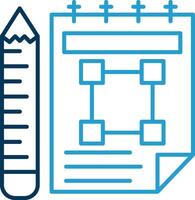 bloc de dibujo línea azul dos color icono vector