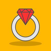 diamante anillo lleno sombra icono vector